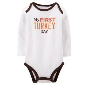 Carter's Unisex Baby Thanksgiving Bodysuit My First Turkey Day White Size 3M